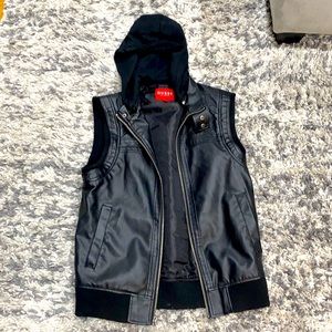 Guess LA Leather Vest w/ removable hood